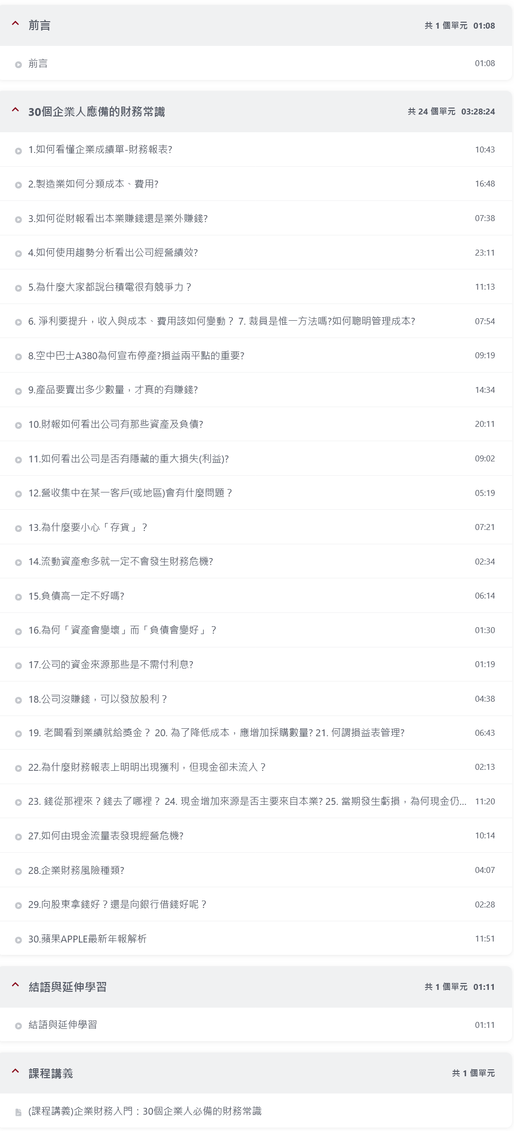 30個常識內容